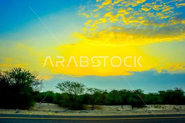 غروب الشمس مع مناظر جدة الطبيعية