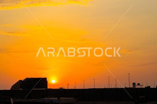 غروب الشمس مع مناظر جدة الطبيعية