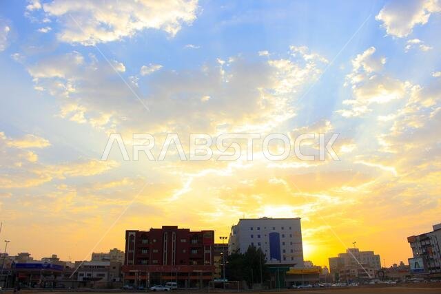 غروب الشمس مع مناظر جدة الطبيعية