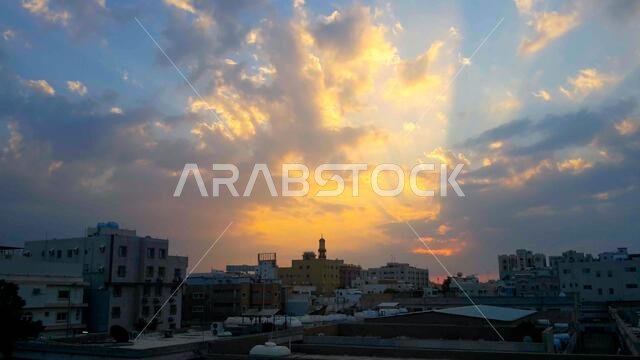 غروب الشمس مع مناظر جدة الطبيعية