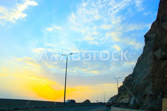 غروب الشمس مع مناظر جدة الطبيعية