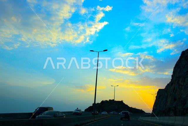 غروب الشمس مع مناظر جدة الطبيعية