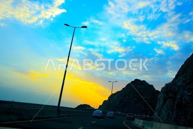 غروب الشمس مع مناظر جدة الطبيعية