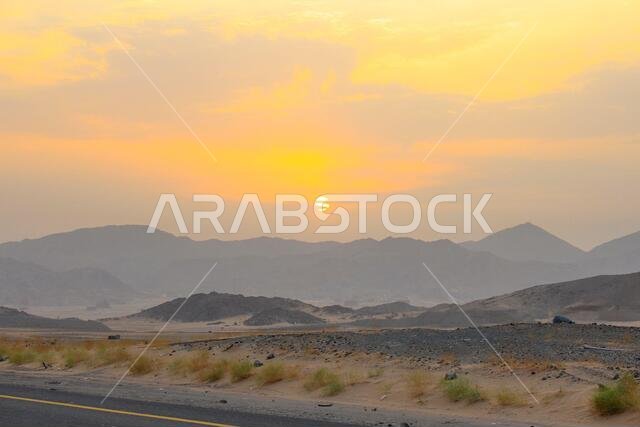 غروب الشمس مع مناظر جدة الطبيعية
