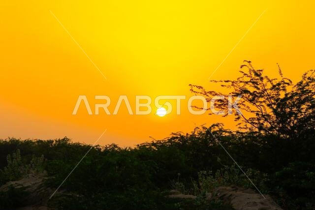 غروب الشمس مع مناظر جدة الطبيعية