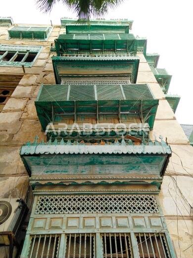 Old Arabian wooden house on the historical city in Al-balad, Jeddah