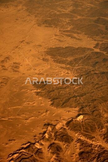 Desert in the south-middle area of Saudi Arabia from the air