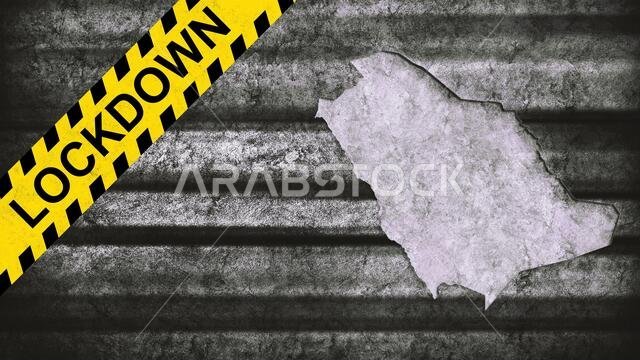 Lockdown Saudi Arabia Map, Coronavirus, Outbreak quarantine background