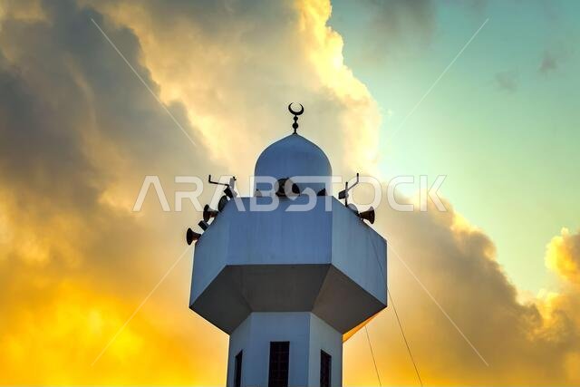 Beautiful Al Khobar Corniche Mosque in Sunrise background. AlKhobar, Saudi Arabia.