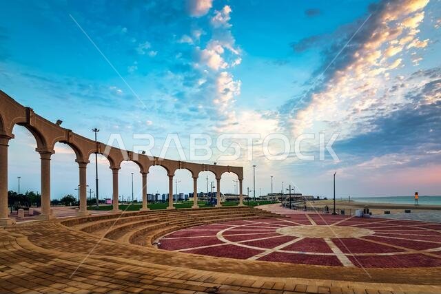 Morning view in Fanateer Beach - Al Jubail City,Saudi Arabia. (Selective focused background blurred)