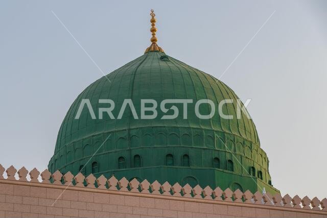 Dome of Prophet Muhammad's Mosque or Masjid Nabawi in Medina, Saudi Arabia. Dome of Prophet Muhammad's Mosque or Masjid Nabawi in Medina, Saudi Arabia.