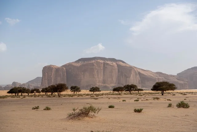 Al-Ula Desert Landscape with Sandstone Mountains