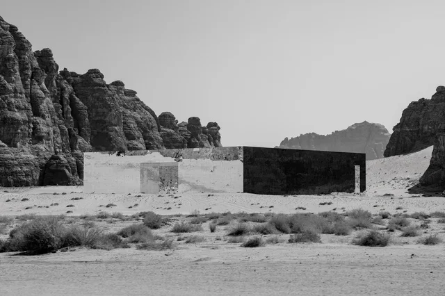 Maraya Concert Hall AlUla Black and White Desert
