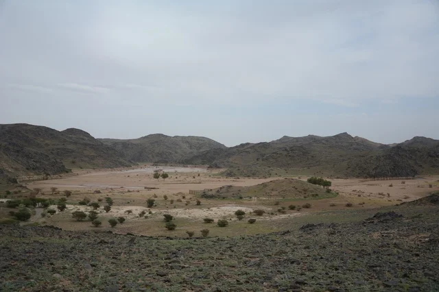Desert Valley and Rocky Mountains in Saudi Arabia