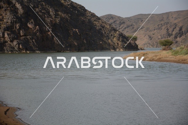 River Flowing Through Rocky Mountains Saudi Arabia
