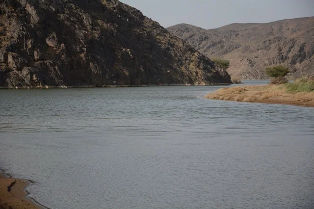 River Flowing Through Rocky Mountains Saudi Arabia