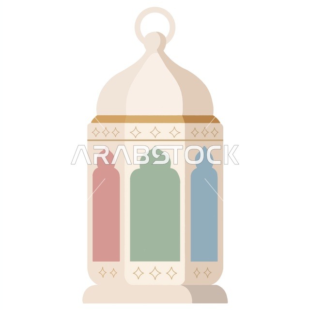 رسم رقمي لفانوس رمضان تقليدي على خلفية بيضاء
