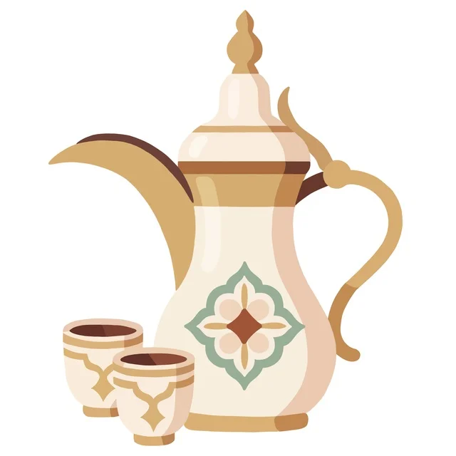 Traditional Arabic Coffee Pot Dallah Vector Illustration