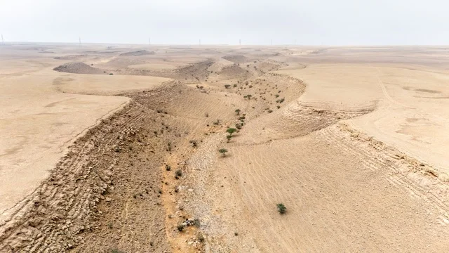 Aerial View of Najd Valleys and Desert Reefs