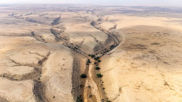 Aerial View of Najd Valleys and Desert Canyons