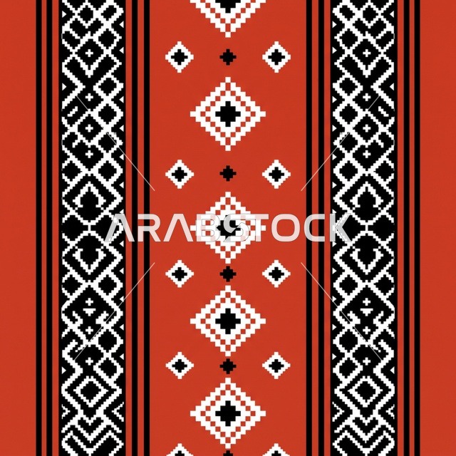 نمط نسيج السدو التقليدي مع زخارف هندسية