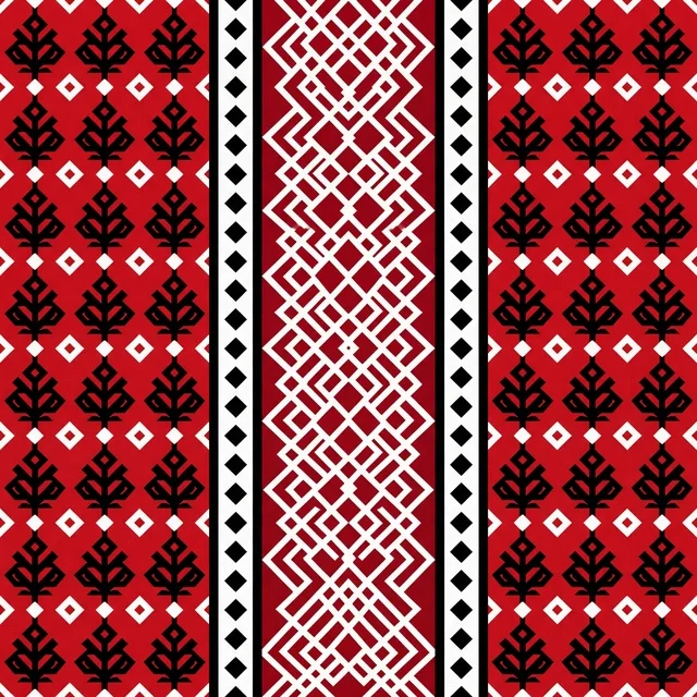 Traditional Red and White Sadu Geometric Pattern