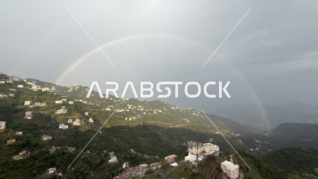 Rainbow Over Faifa Mountains in Saudi Arabia
