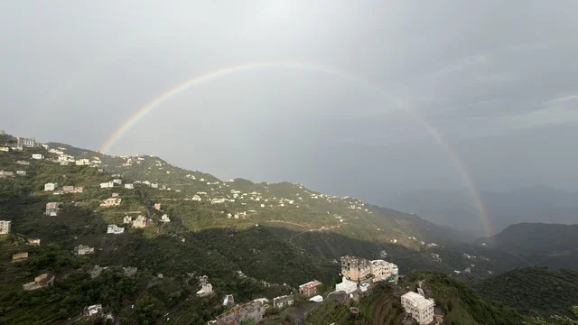 Rainbow Over Faifa Mountains in Saudi Arabia