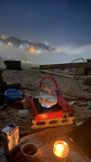 Camping and Tea Making in Faifa Mountains at Night