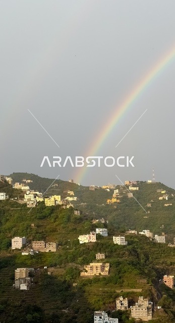 Rainbow Over Fifa Mountains in Jazan Saudi Arabia
