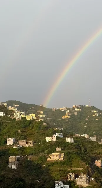 Rainbow Over Fifa Mountains in Jazan Saudi Arabia