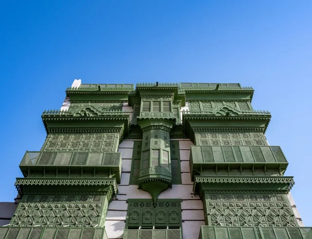 Historic Hejazi Roshan Balcony in Jeddah Al-Balad Historic Hejazi Roshan Balcony in Jeddah Al-Balad