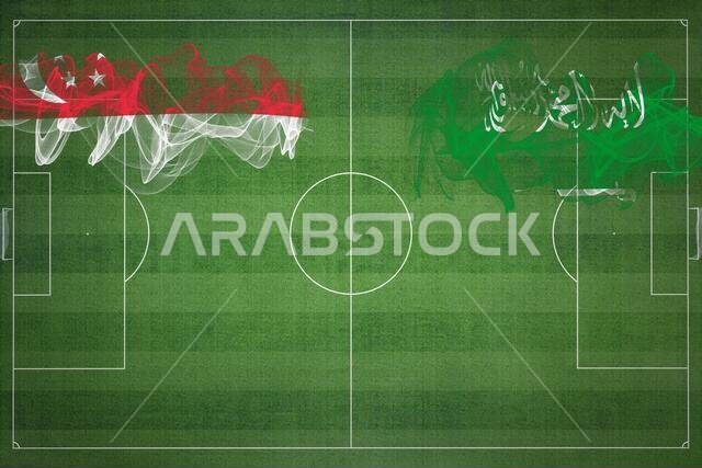 مباراة كرة قدم بين سنغافورة والسعودية، ألوان العلم الوطني، أعلام الدول، ملعب كرة قدم، مباراة كرة قدم، مفهوم المنافسة، مساحة فارغة مباراة كرة قدم بين سنغافورة والسعودية، ألوان العلم الوطني، أعلام الدول، ملعب كرة قدم، مباراة كرة قدم، مفهوم المنافسة، مساحة فارغة