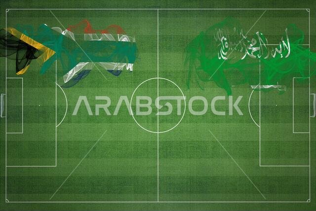 مباراة كرة قدم بين جنوب أفريقيا والسعودية، ألوان العلم الوطني، أعلام الدول، ملعب كرة قدم، مباراة كرة قدم، مفهوم المنافسة، مساحة فارغة مباراة كرة قدم بين جنوب أفريقيا والسعودية، ألوان العلم الوطني، أعلام الدول، ملعب كرة قدم، مباراة كرة قدم، مفهوم المنافسة، مساحة فارغة