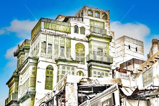 رسم تخطيطي لمبنى في جدة القديمة - صورة فوتوغرافية
