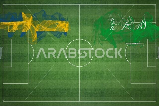 مباراة كرة قدم بين السويد والسعودية، ألوان العلم الوطني، أعلام الدول، ملعب كرة قدم، مباراة كرة قدم، مفهوم المنافسة، مساحة فارغة مباراة كرة قدم بين السويد والسعودية، ألوان العلم الوطني، أعلام الدول، ملعب كرة قدم، مباراة كرة قدم، مفهوم المنافسة، مساحة فارغة