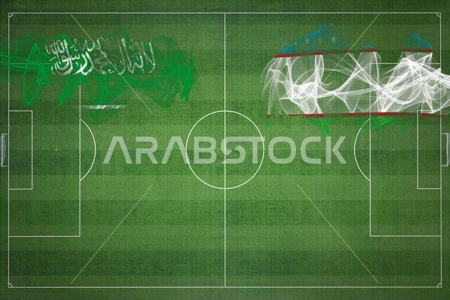 مباراة كرة القدم بين السعودية وأوزبكستان، ألوان العلم الوطني، أعلام الدول، ملعب كرة قدم، مباراة كرة قدم، مفهوم المنافسة، مساحة فارغة مباراة كرة القدم بين السعودية وأوزبكستان، ألوان العلم الوطني، أعلام الدول، ملعب كرة قدم، مباراة كرة قدم، مفهوم المنافسة، مساحة فارغة