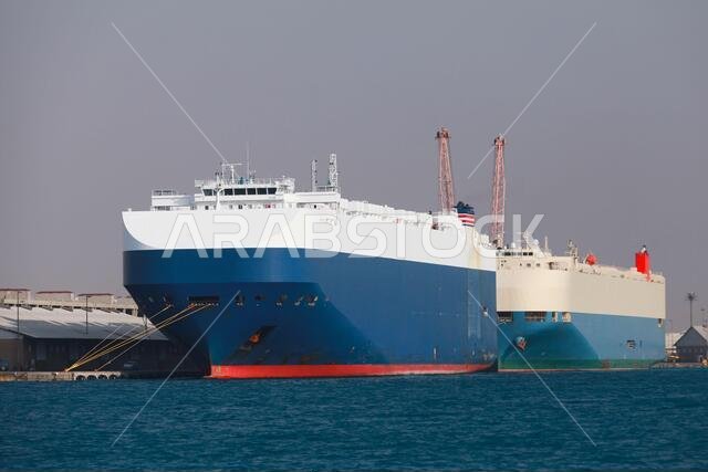 Vehicles Carrier ships are moored in port. Saudi Arabia