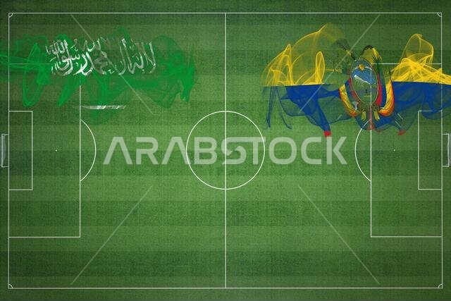 مباراة كرة القدم بين السعودية والإكوادور، ألوان العلم الوطني، أعلام الدول، ملعب كرة قدم، مباراة كرة قدم، مفهوم المنافسة، مساحة فارغة مباراة كرة القدم بين السعودية والإكوادور، ألوان العلم الوطني، أعلام الدول، ملعب كرة قدم، مباراة كرة قدم، مفهوم المنافسة، مساحة فارغة