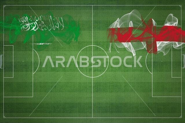 مباراة كرة القدم بين السعودية وإنجلترا، ألوان العلم الوطني، أعلام الدول، ملعب كرة قدم، مباراة كرة قدم، مفهوم المنافسة، مساحة فارغة مباراة كرة القدم بين السعودية وإنجلترا، ألوان العلم الوطني، أعلام الدول، ملعب كرة قدم، مباراة كرة قدم، مفهوم المنافسة، مساحة فارغة