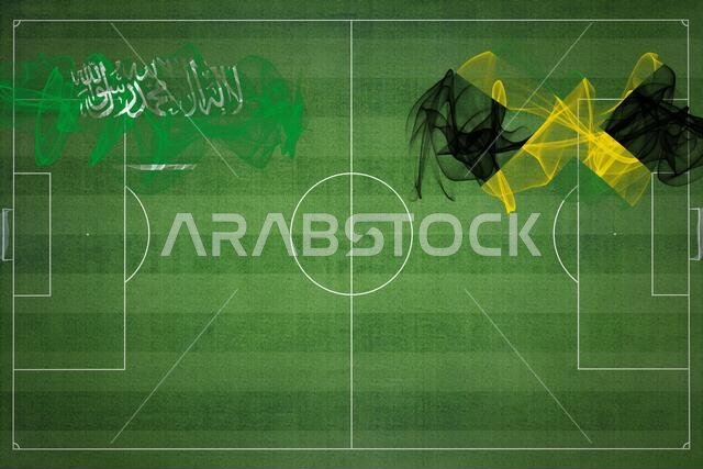 مباراة كرة القدم بين السعودية وجامايكا، ألوان العلم الوطني، أعلام الدول، ملعب كرة قدم، مباراة كرة قدم، مفهوم المنافسة، مساحة فارغة مباراة كرة القدم بين السعودية وجامايكا، ألوان العلم الوطني، أعلام الدول، ملعب كرة قدم، مباراة كرة قدم، مفهوم المنافسة، مساحة فارغة