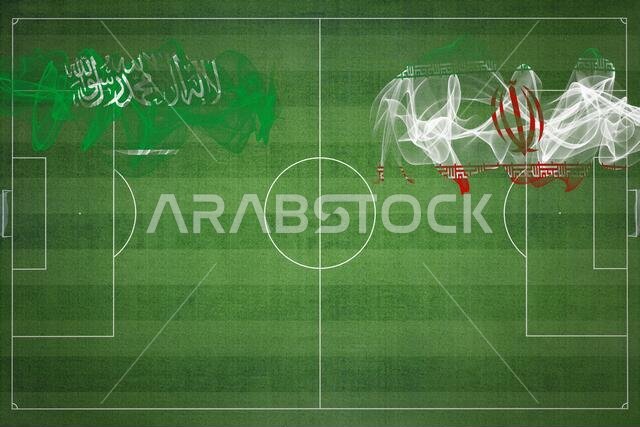 مباراة كرة القدم بين السعودية وإيران، ألوان العلم الوطني، أعلام الدول، ملعب كرة قدم، مباراة كرة قدم، مفهوم المنافسة، مساحة فارغة مباراة كرة القدم بين السعودية وإيران، ألوان العلم الوطني، أعلام الدول، ملعب كرة قدم، مباراة كرة قدم، مفهوم المنافسة، مساحة فارغة