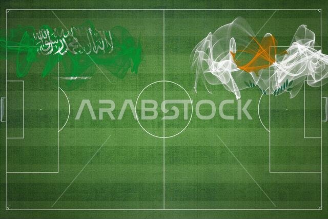 مباراة كرة قدم بين السعودية وقبرص، ألوان العلم الوطني، أعلام الدول، ملعب كرة قدم، مباراة كرة قدم، مفهوم المنافسة، مساحة فارغة مباراة كرة قدم بين السعودية وقبرص، ألوان العلم الوطني، أعلام الدول، ملعب كرة قدم، مباراة كرة قدم، مفهوم المنافسة، مساحة فارغة