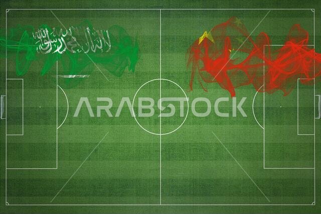 مباراة كرة القدم بين السعودية والصين، ألوان العلم الوطني، أعلام الدول، ملعب كرة قدم، مباراة كرة قدم، مفهوم المنافسة، مساحة فارغة مباراة كرة القدم بين السعودية والصين، ألوان العلم الوطني، أعلام الدول، ملعب كرة قدم، مباراة كرة قدم، مفهوم المنافسة، مساحة فارغة