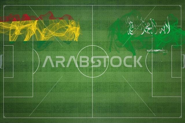 مباراة كرة القدم بين بوليفيا والسعودية، ألوان العلم الوطني، أعلام الدول، ملعب كرة قدم، مباراة كرة قدم، مفهوم المنافسة، مساحة فارغة