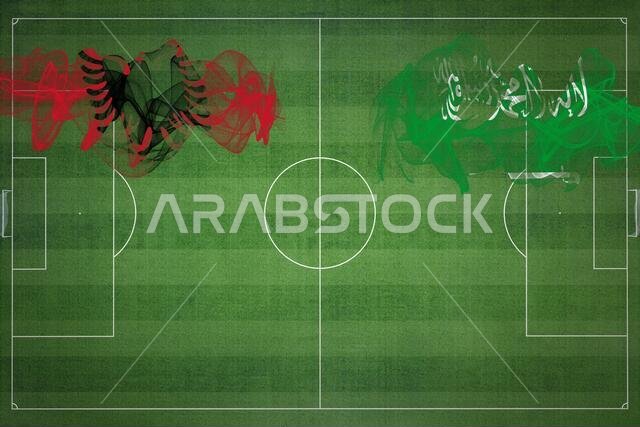مباراة كرة قدم بين ألبانيا والسعودية، ألوان العلم الوطني، أعلام الدول، ملعب كرة قدم، مباراة كرة قدم، مفهوم المنافسة، مساحة فارغة مباراة كرة قدم بين ألبانيا والسعودية، ألوان العلم الوطني، أعلام الدول، ملعب كرة قدم، مباراة كرة قدم، مفهوم المنافسة، مساحة فارغة