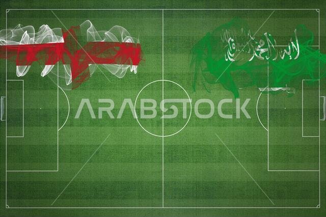 مباراة كرة القدم بين إنجلترا والسعودية، ألوان العلم الوطني، أعلام الدول، ملعب كرة قدم، مباراة كرة قدم، مفهوم المنافسة، مساحة فارغة