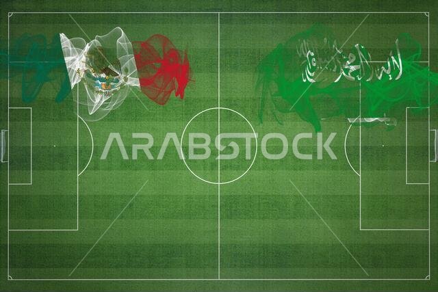 مباراة كرة قدم بين المكسيك والسعودية، ألوان العلم الوطني، أعلام الدول، ملعب كرة قدم، مباراة كرة قدم، مفهوم المنافسة، مساحة فارغة مباراة كرة قدم بين المكسيك والسعودية، ألوان العلم الوطني، أعلام الدول، ملعب كرة قدم، مباراة كرة قدم، مفهوم المنافسة، مساحة فارغة
