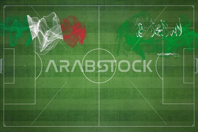 مباراة كرة قدم بين إيطاليا والسعودية، ألوان العلم الوطني، أعلام الدول، ملعب كرة قدم، مباراة كرة قدم، مفهوم المنافسة، مساحة فارغة مباراة كرة قدم بين إيطاليا والسعودية، ألوان العلم الوطني، أعلام الدول، ملعب كرة قدم، مباراة كرة قدم، مفهوم المنافسة، مساحة فارغة