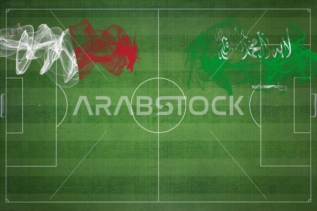 مباراة كرة قدم بين مالطا والسعودية، ألوان العلم الوطني، أعلام الدول، ملعب كرة قدم، مباراة كرة قدم، مفهوم المنافسة، مساحة فارغة
